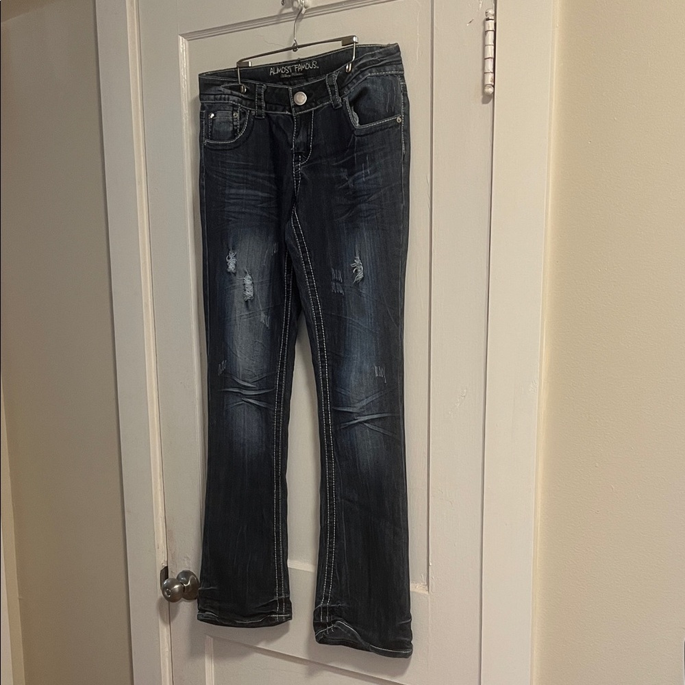 Y2K Low Rise Distressed Baby Flare Jeans